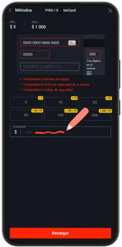 Información para confirmación de depósito en Pin Up